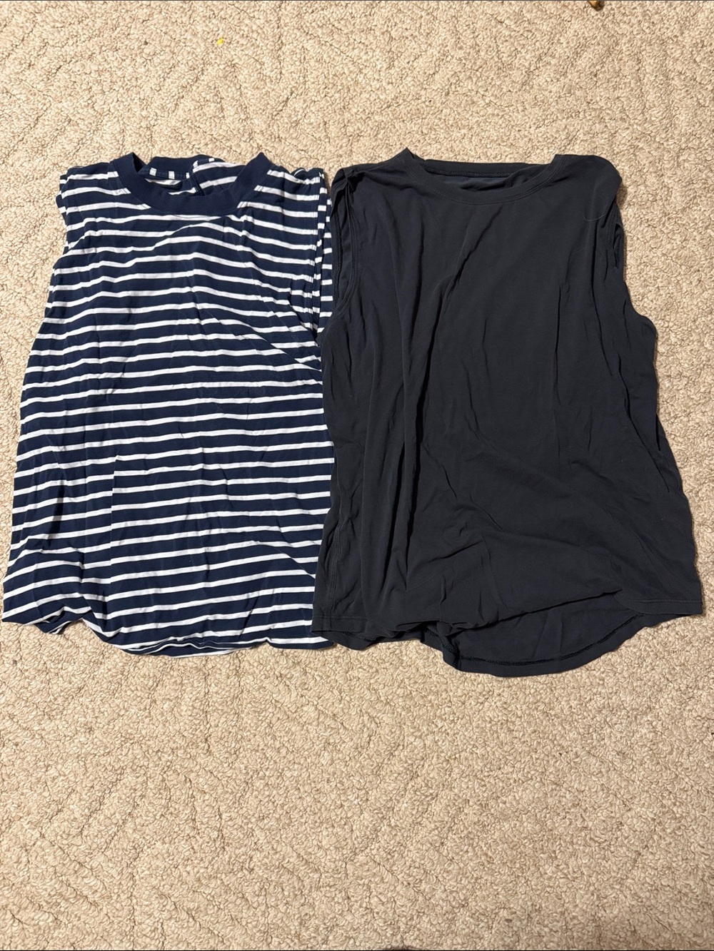 lululemon athletica Navy & White Sleeveless Tank Tops